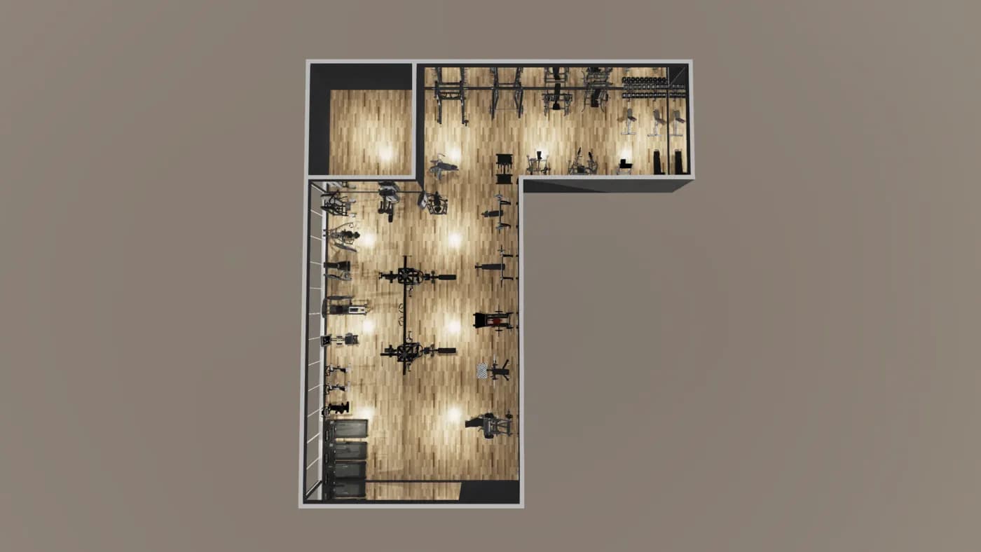 Alfred gym layout render, view 3 of 4