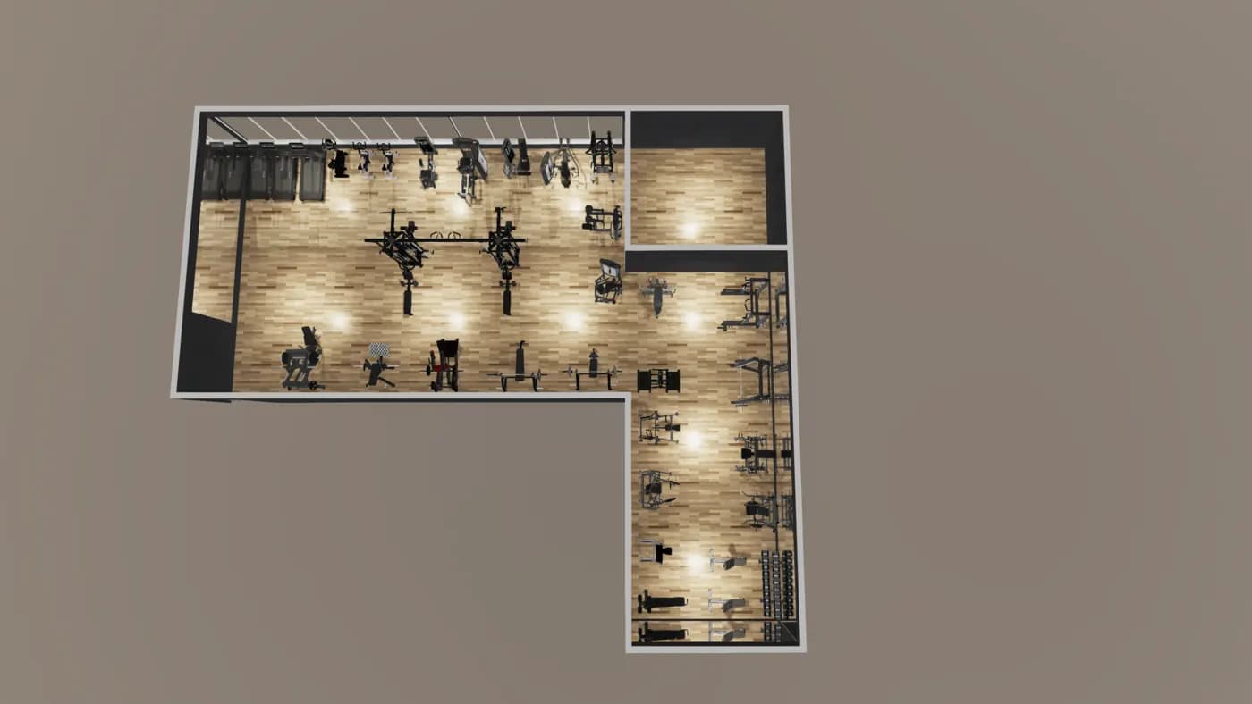 Alfred gym layout render, view 4 of 4