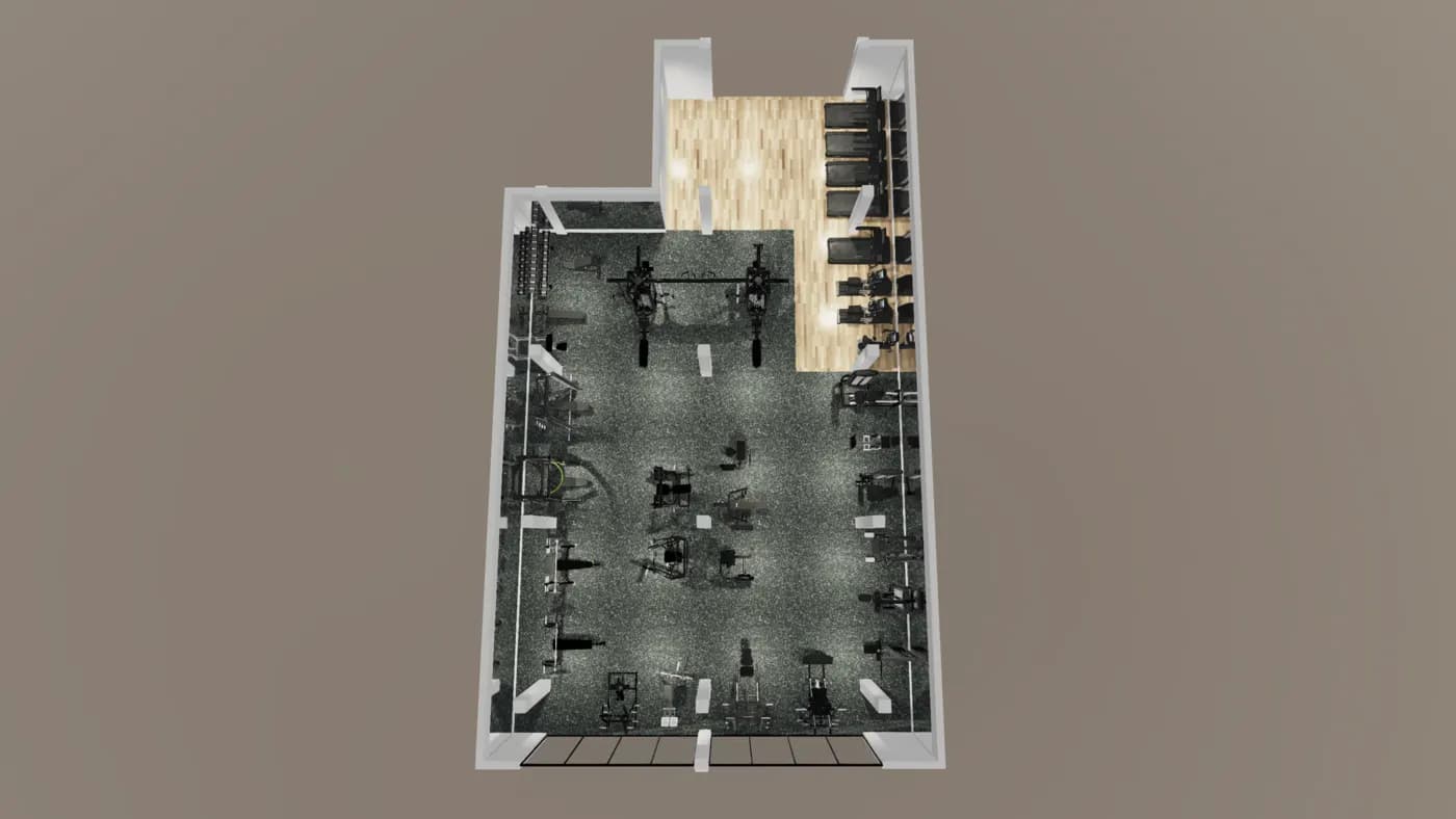 Hotel Misliana gym layout render, view 4 of 4